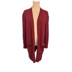 Madewell Long Open Cardigan Sweater Rust Merino Wool Blend Small
